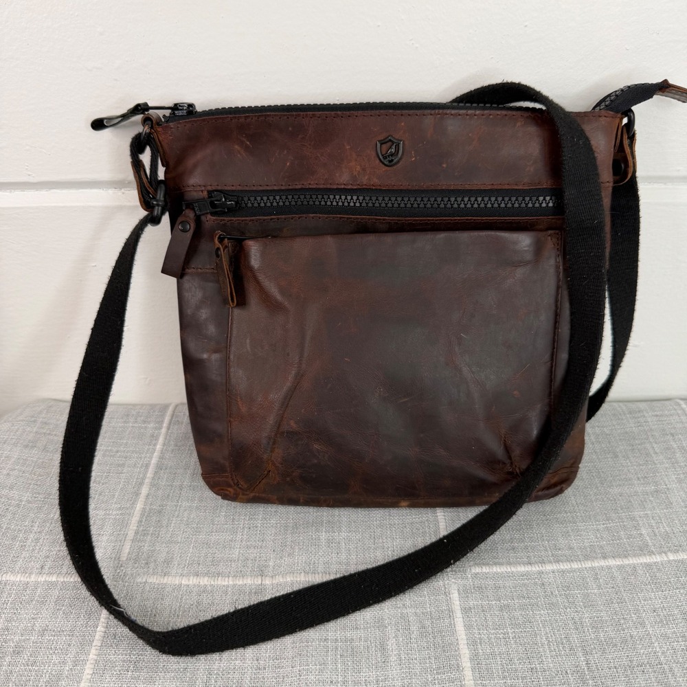 COCHOA Brown Leather Crossbody‎ Purse Travel Bag Adjustable Strap